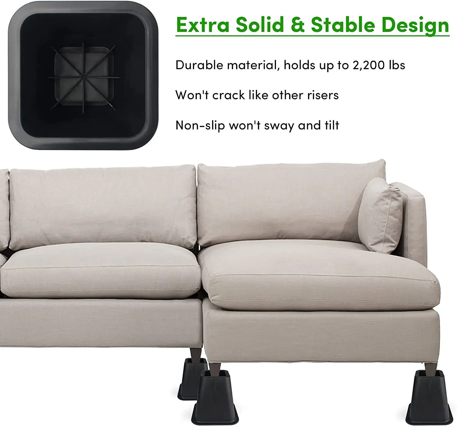 Adjustable Heavy Duty Furniture Risers Couch Risers For Sofa Couch