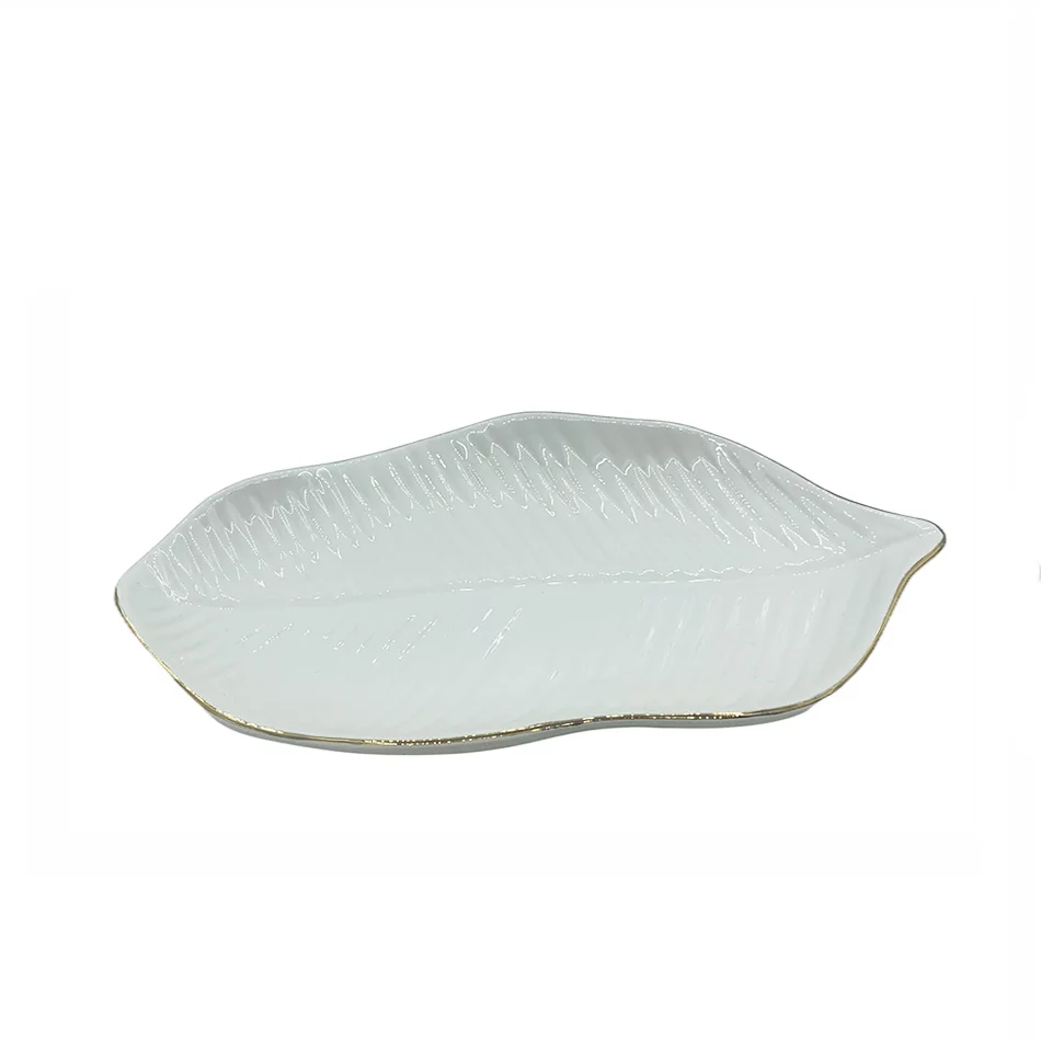 white Ceramic Dish Plates with leaf Design  Modern Tableware Sets with espcial shape  Desktop Saucer Jar for Home and Restaurant