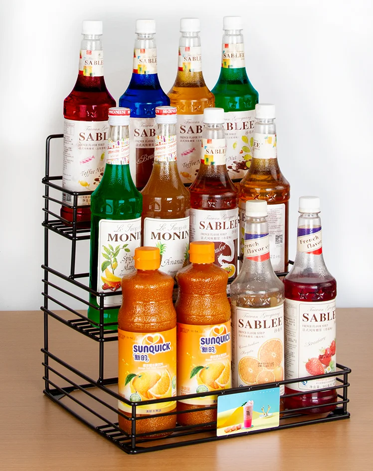 3-Tier Coffee Syrup Organizer Rack - Metal Display Rack for Coffee Bar ...
