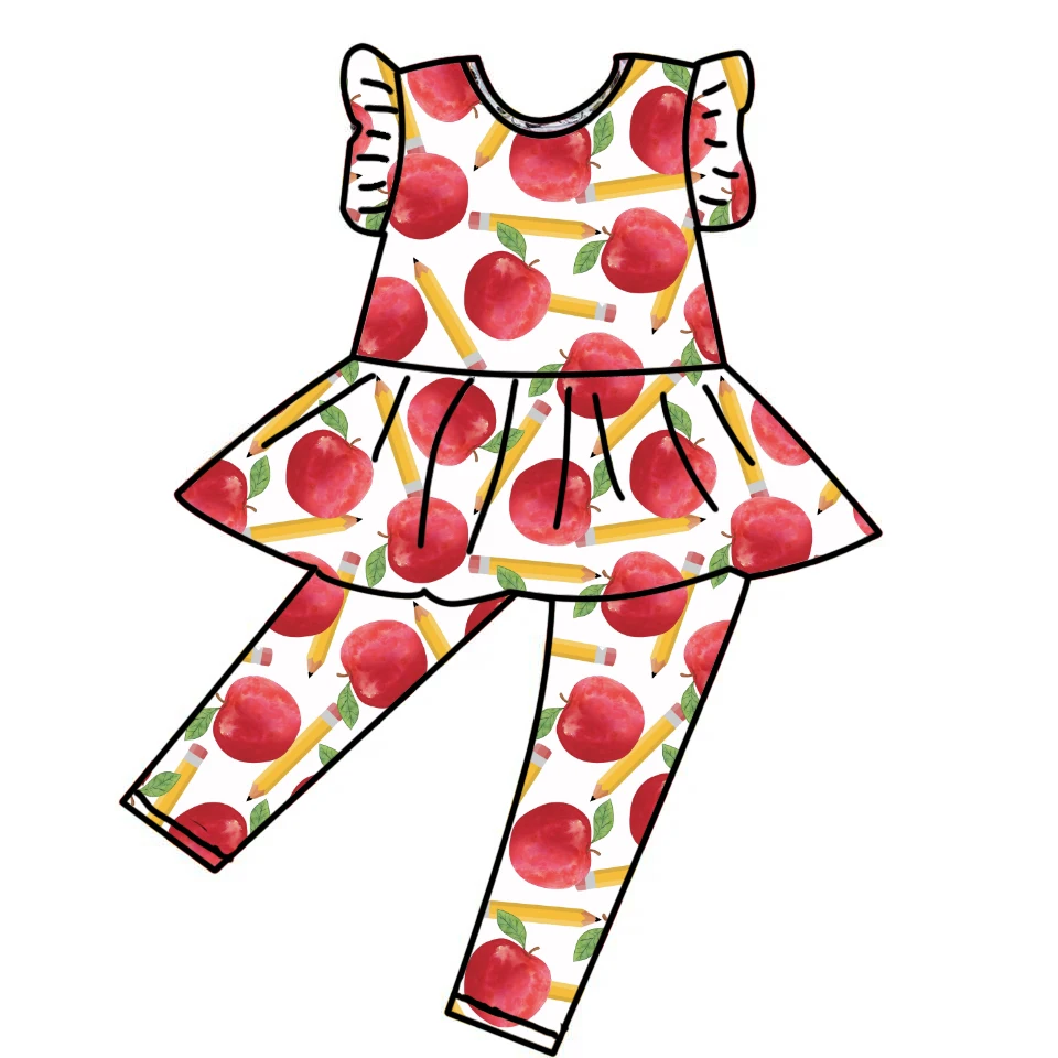 Qingli Ensembles De Vetements Pour Enfants Fille OEM Sleeveless and Long Pants With Ruffle Girls Sets