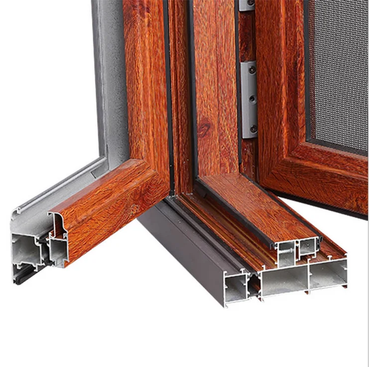 6063-T5 китайский поставщик высококачественные алюминиевые двери и окна профиль древесина