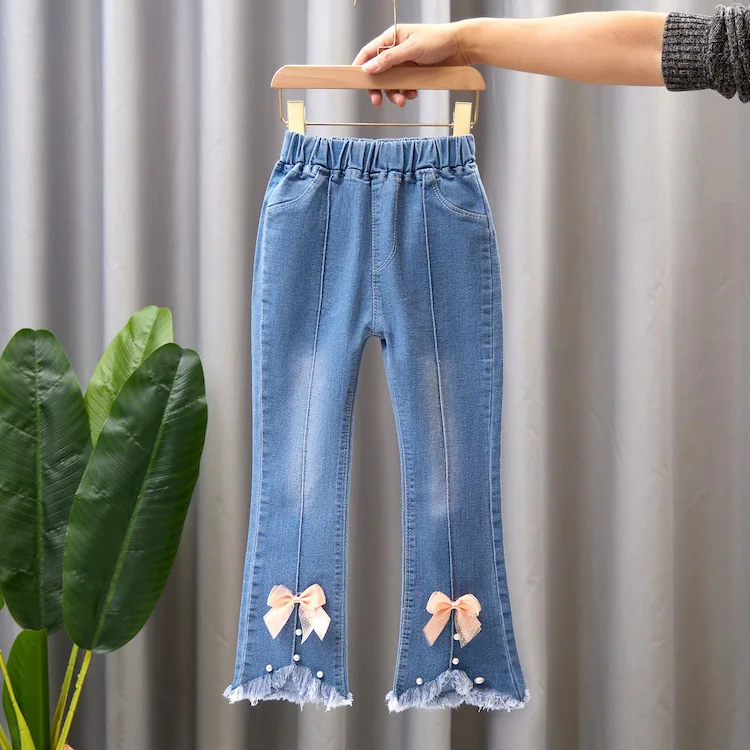 2022 Kid Girl Denim Flare Pants Toddler Kids Baby Jeans Fashion