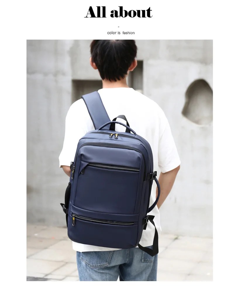 Custom Logo Waterproof Black Smart USB Charging Large Capacity Portable Men Travel Business Computer Laptop Backpack for Male