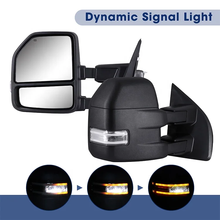 FARWIDE Pickup Side Towing Rearview Mirrors for Ford F150 2015 - 2018 With Heated Turn Signal Clearance Lamp Spotlight