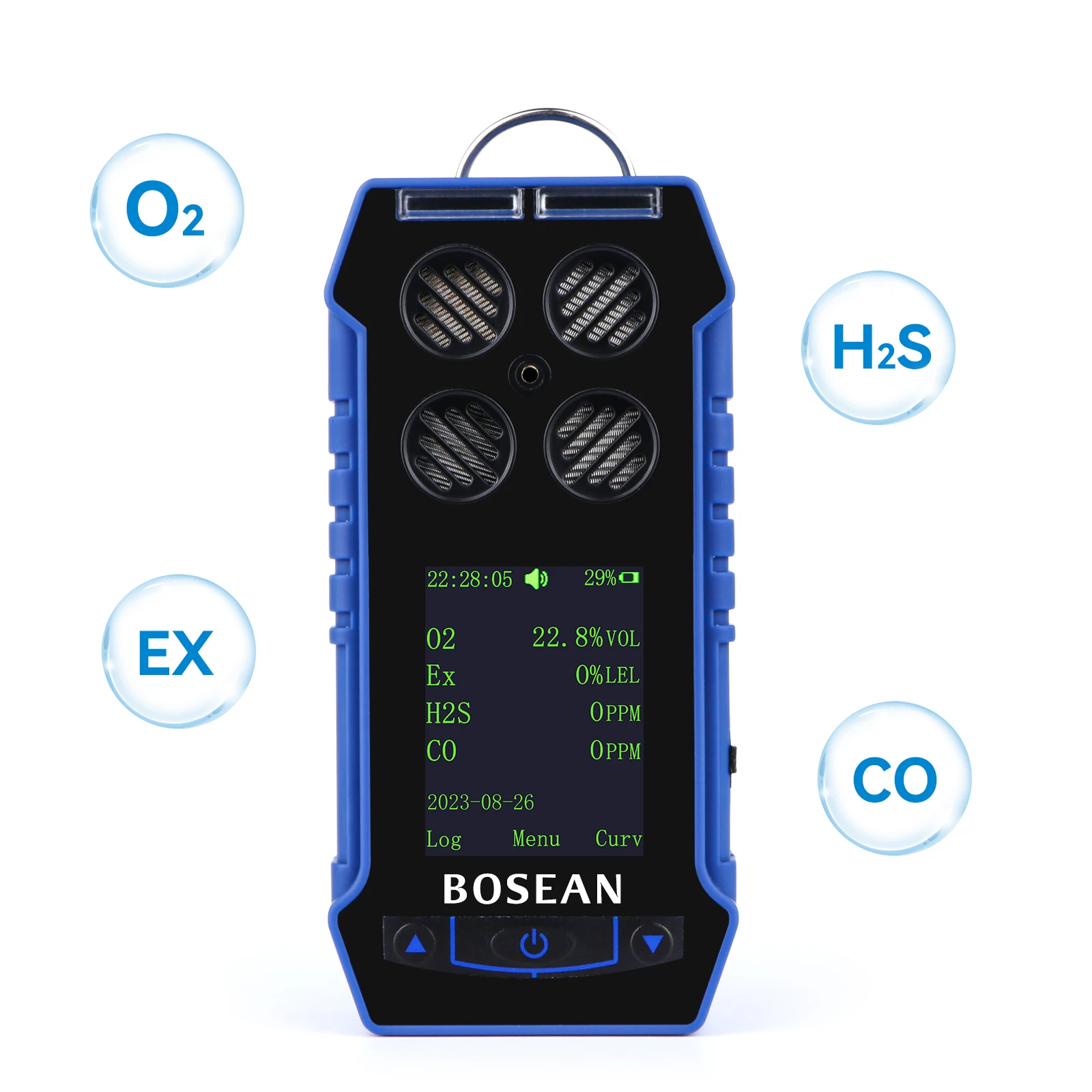 Bosean Multi Gas Detector 4 in 1 Handheld Detector CO H2S O2 CH4