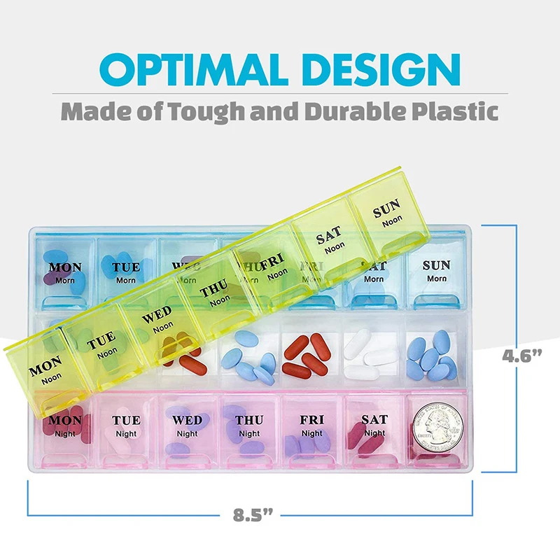 Органайзер для таблеток на неделю 7 дней 2 раза в день большие повседневные таблетки таблеток/витамин/Рыбное масло/добавки