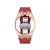rose gold stainless steel case+red silicone band