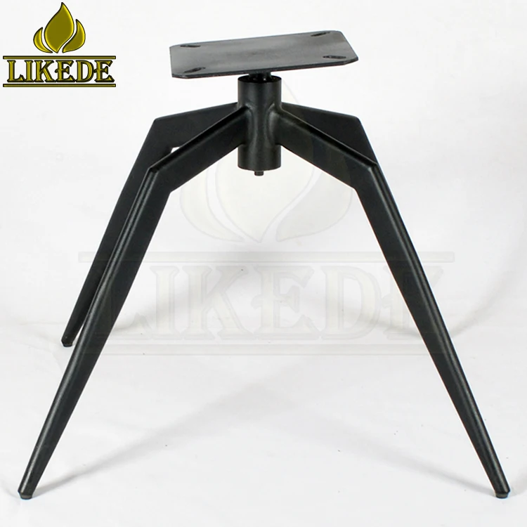 Black steel iron tilt beveled top plate pitched spider swivel base for dining chair