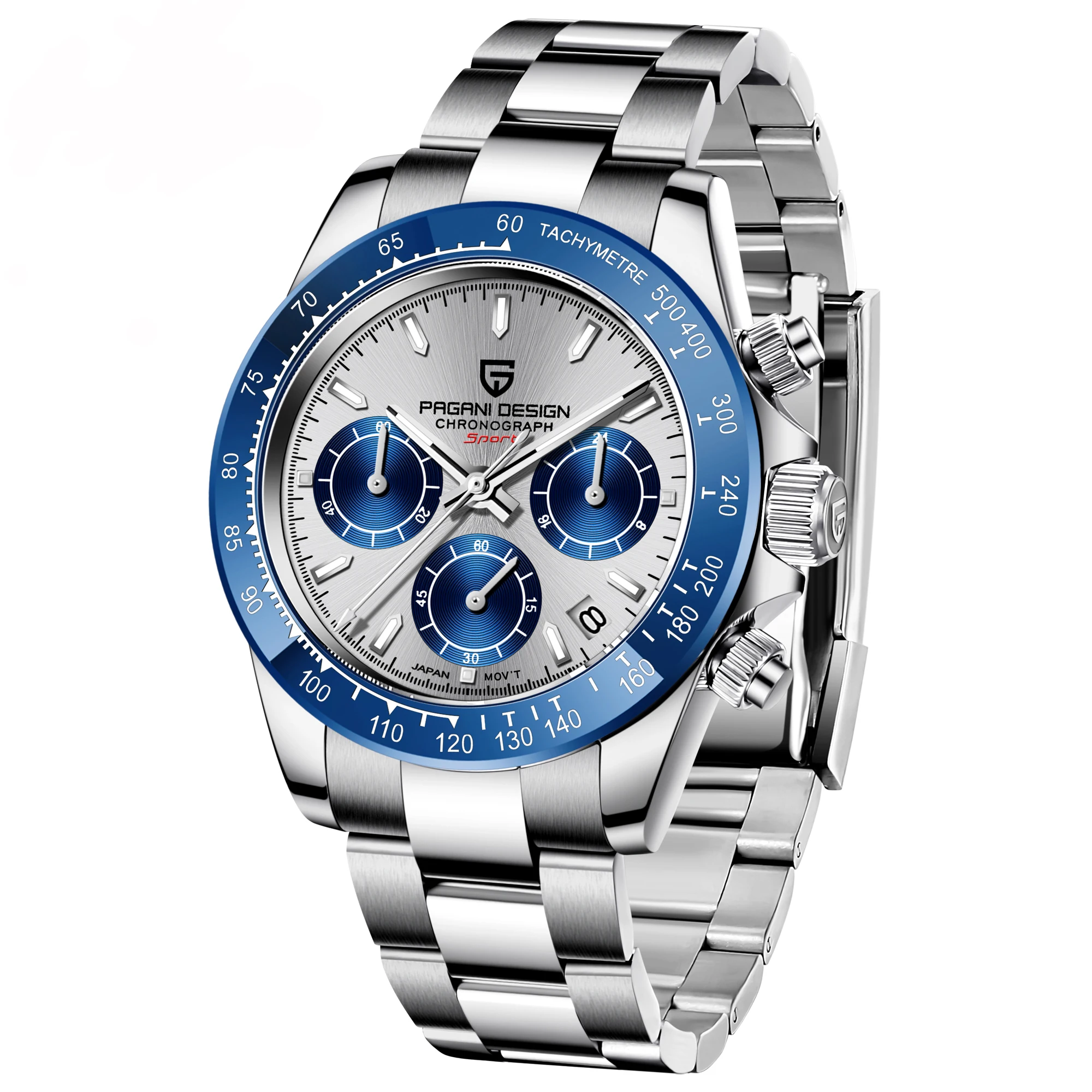 Pagani design 青文字盤 ステンレススチール クロノグラフ PAGANI DESIGN Men's Luxury Watch - Chronograph Sport Quartz