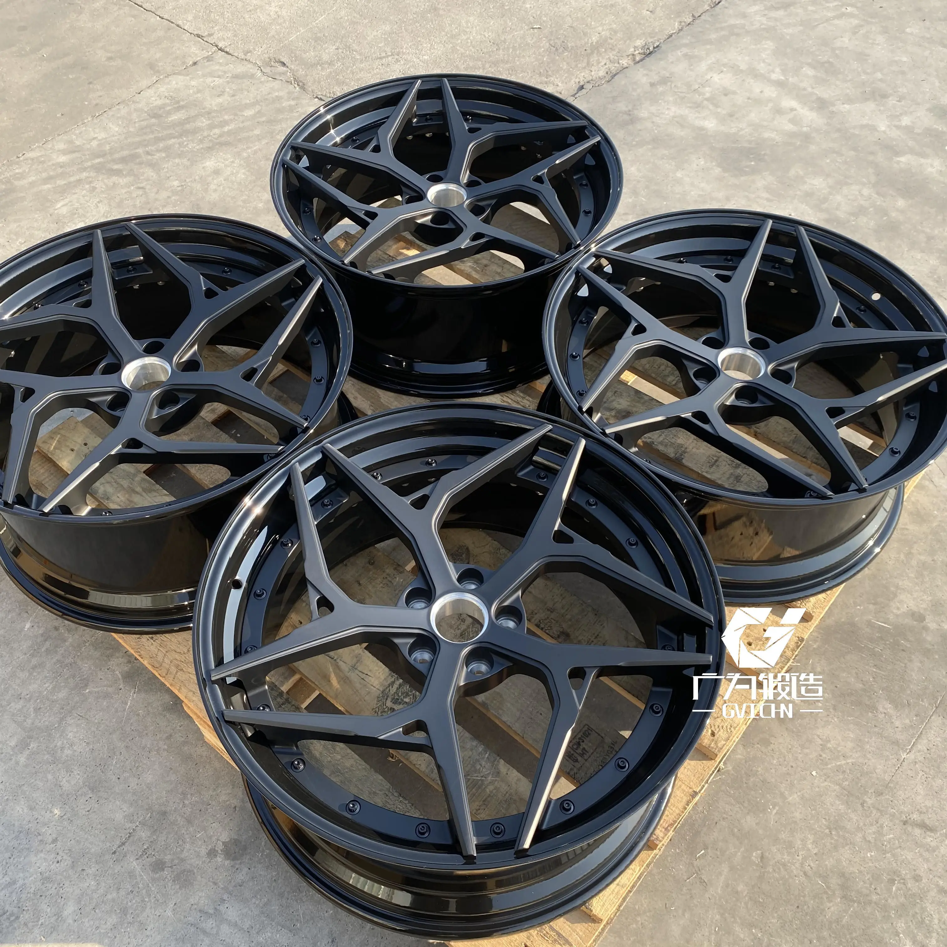 GVICHN Custom 18 19 20 21 22inch Rim 5x112 5x114.3 5x120 6061 T6 Aluminum Alloy Two Piece Forged Racing Passenger Car Wheels