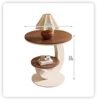 Cream-colored base + walnut tabletop-50cm single side table