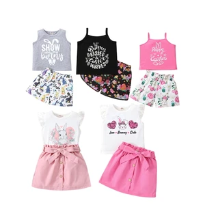 Baby Girls Summer Clothes Set 2 to 8 Years Old Striped Ruffled Vest Shorts