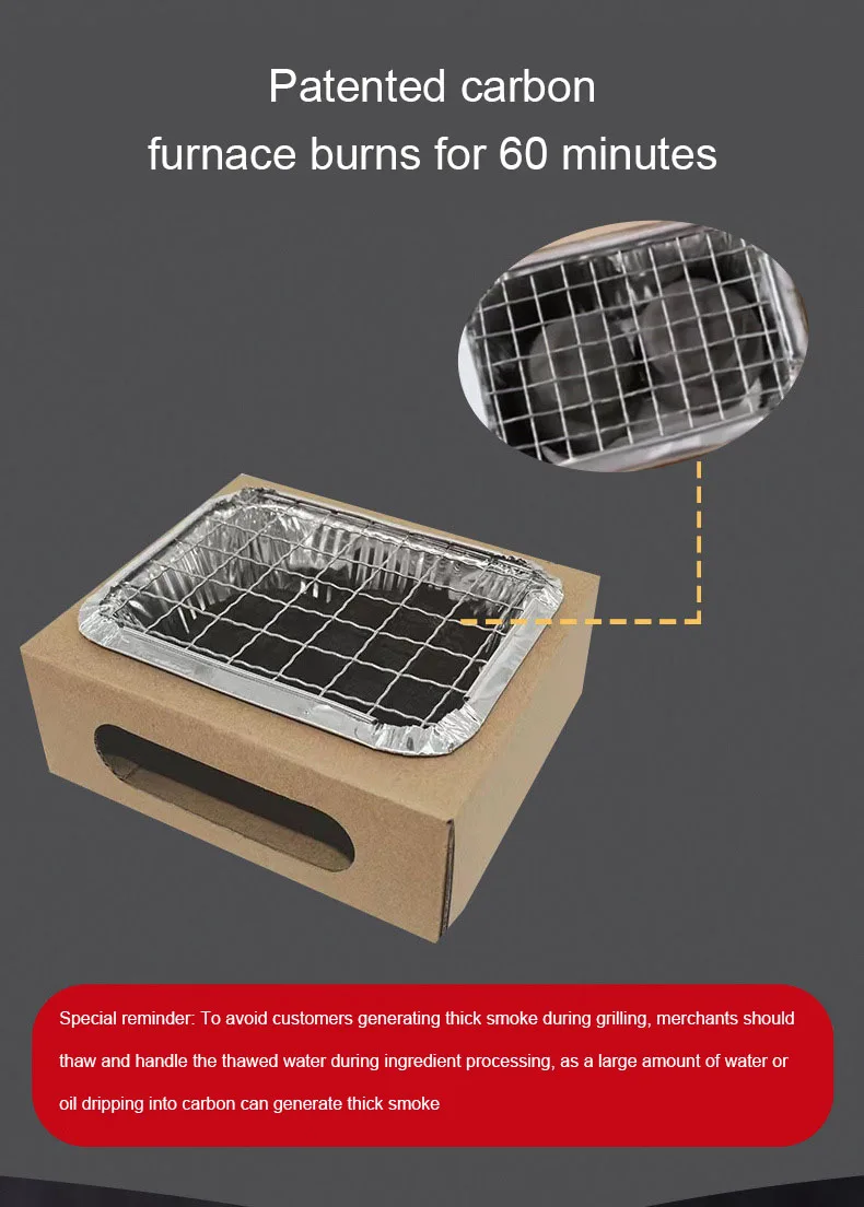 Disposable Portable Charcoal Barbecue Bento With Built In Bbq Grills