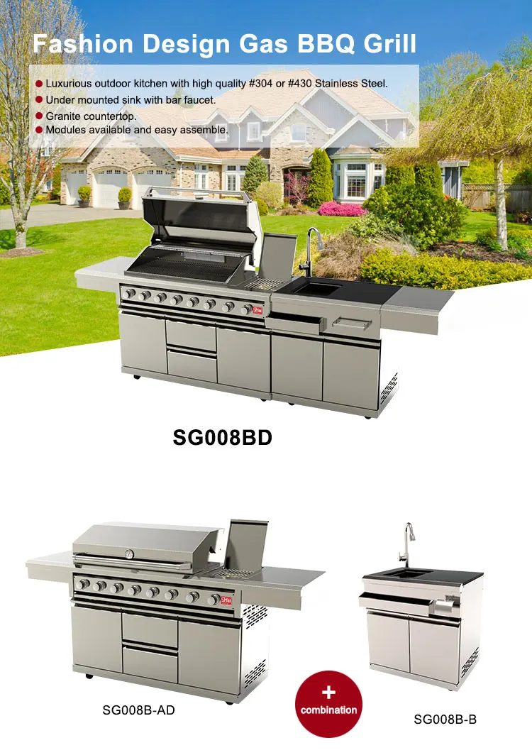 cheap outdoor kitchens for sale on Commercial Stainless Steel Gas Grill Custom Bbq For Sale Double Sided Modern Kitchen View Commercial Stainless Steel Gas Grill Sht Product Details From Jiangmen Eureka Decoration Material Company Ltd On Alibaba Com