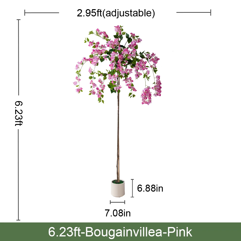 Natural Style Home Office Decor Artificial Bougainvillea PVC Green Plastic Pot Real Touch Leaves Artificial 180cm Fabric Wedding factory