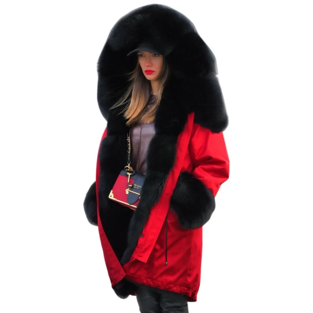 red coat with fur hood womens