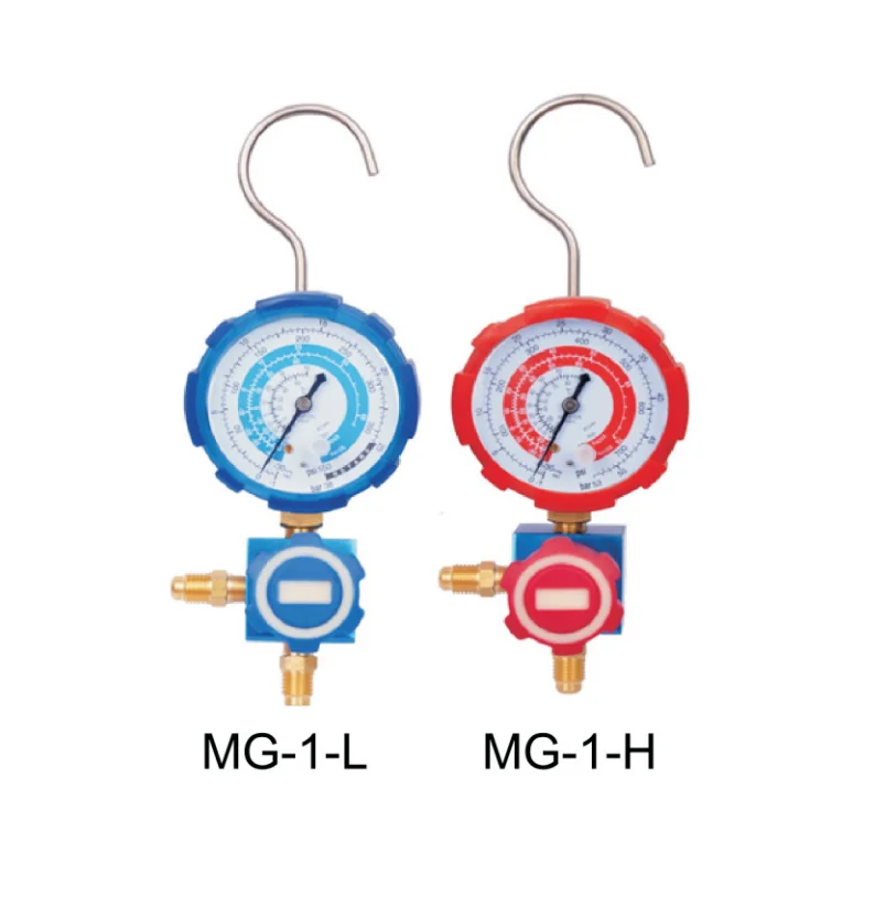 China R410A R32 R22 R134A Refrigerant Pressure Gauge Aluminum Valve Manifold Gauge Set with Charging Hose Refrigeration Tool