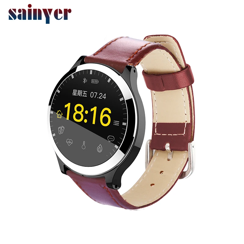 Новый B65 Bluetooth 4 0 версия IP67 водонепроницаемый смарт-браслет умные часы с кожаным