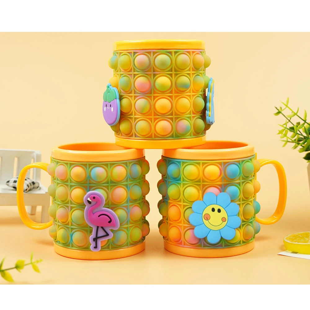 2023 новый милый кот детская чашка для напитков силиконовая пуш-пузырь Поппер поп-кружка бутылки воды с держателем ручки