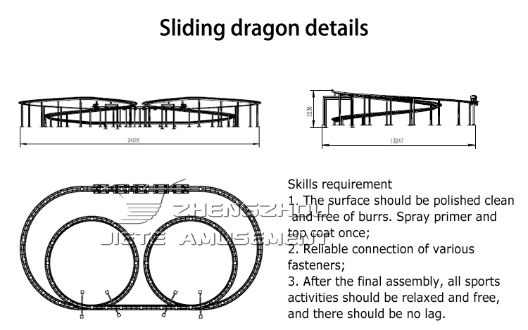 Funfair and adults outdoor amusement park rides slide Dragon Roller Coaster for sale