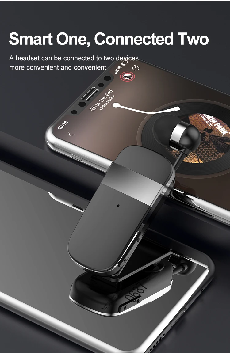 GlobalCrown K53 Mini Call Remind Vibration Sports Clip Driver Wireless Bluetooth Headset