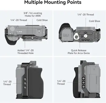 SMALLRIG ZV-E10 Cage with Silicone Handle and Built-in Threaded Holes, Cold Shoe and Quick Release Plate for Sony ZV-E10-3538B detail image