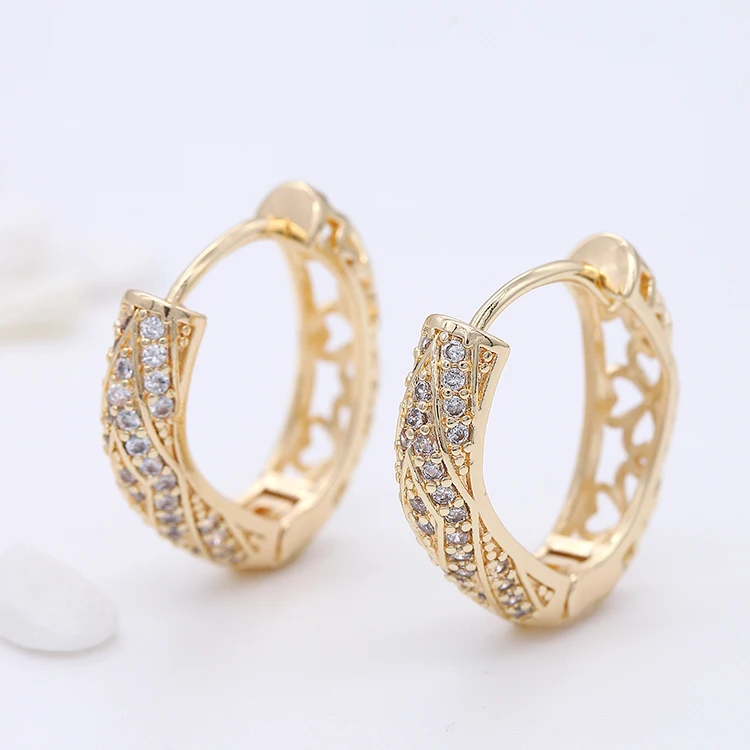 2020 Latest Jewelry Irregular Round Hollow Heart Shape Micro Pave Zircon 14k Gold Plated Hyperbole Large Earrings Hoop