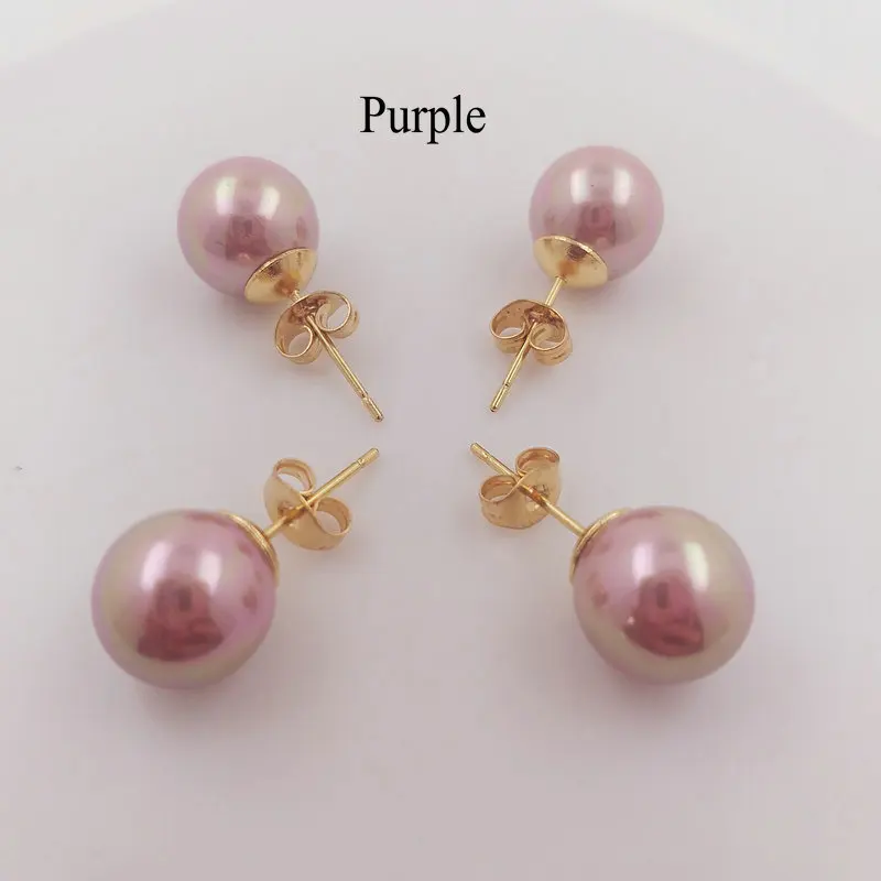 Stainless Steel Titanium Pearl Stud Earring Gold Filled Stud Pearl