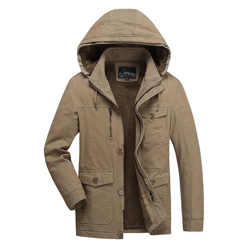 Wenven men's winter thicken cotton parka jacket with removable hood sale