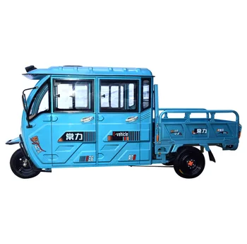 high-power engine tricycle for freight Closed Electric cargo tricycle with battery for factory / Farmer made in China