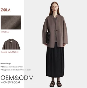 Women's Office Lady Casual Woolen Coat for Winter Custom Short Design Double Sided Pockets Breathable Eco-Friendly Features New
