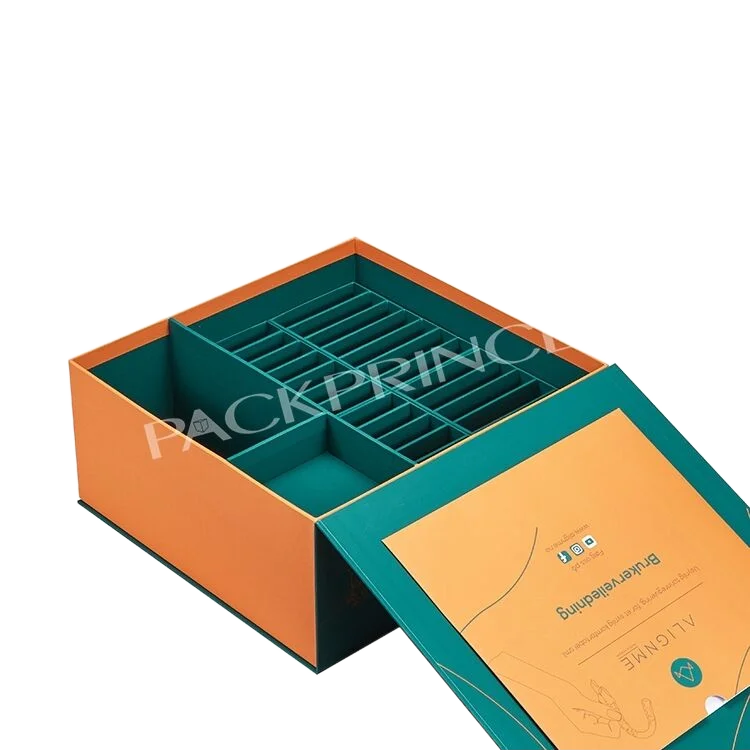 Luxury Cardboard Magnetic Orthodontic Bracket Box Large 24 Steps Teeth Clear Aligner Dental Packaging Paper Box With Dividers