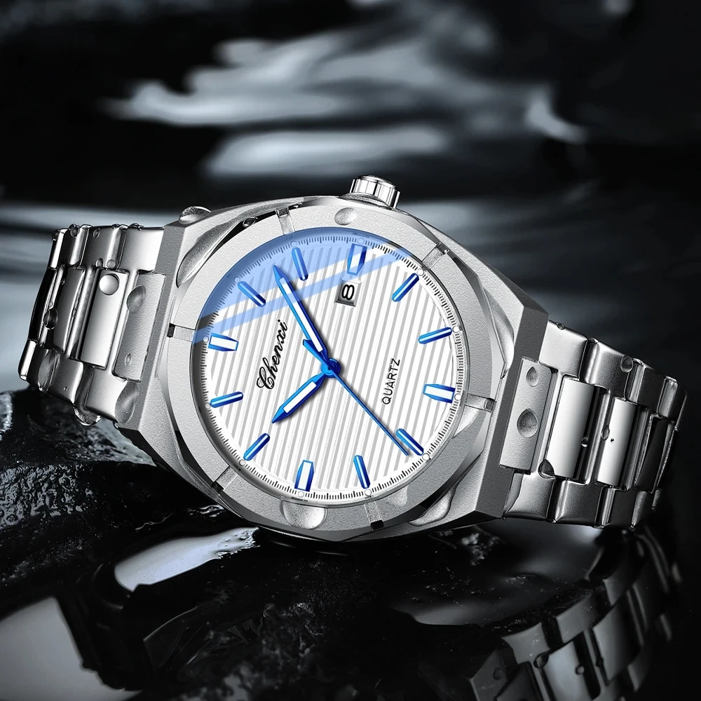 CHENXI 8262 Stainless Steel Quartz Watch for Men, Waterproof Sport