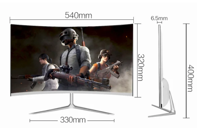 24インチHD曲面LEDゲーミングモニター、1080Pデスクトップモニター 