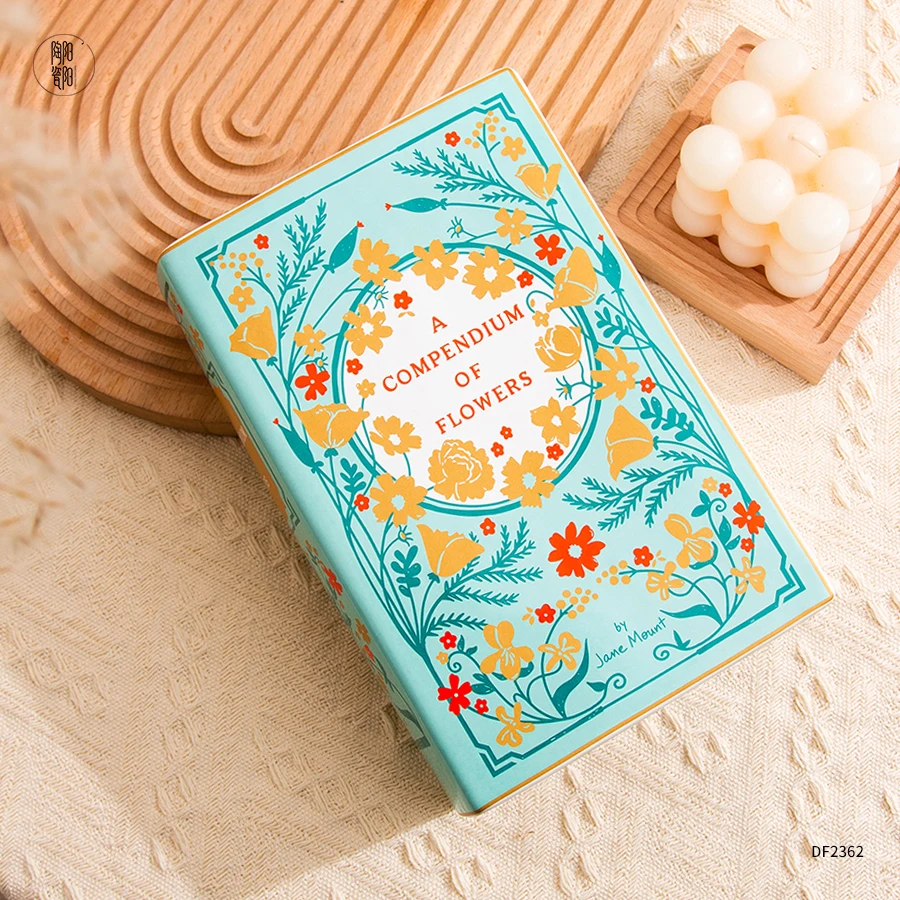 Custom logo Pattern Nordic Style Ceramic Book Flower Vase Home Decor Flowers Dried Flower Vase Ceramic Book Vases