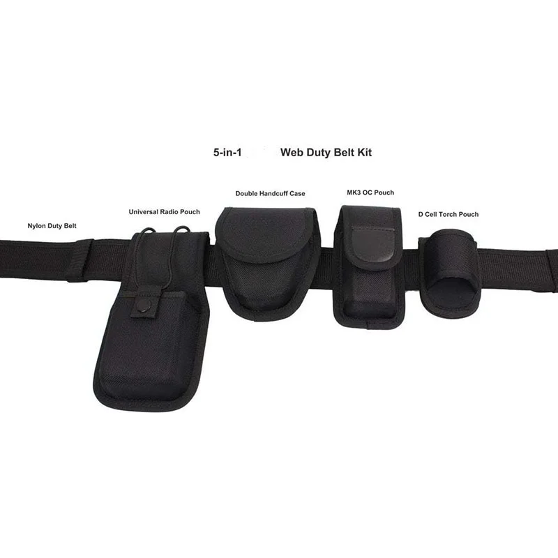 High Density Duty Web Belt Kit with Pouches Security Modular Camping and Everyday Use Duty Belt Heavy Duty Tactical Belts