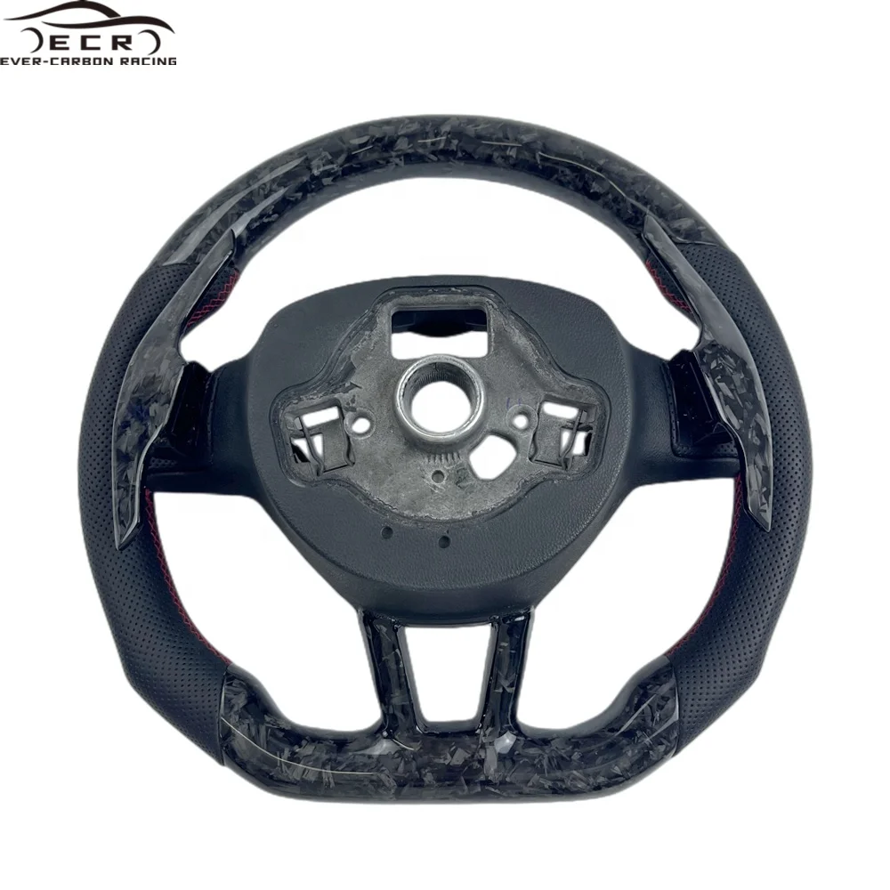 Ever-Carbon Racing ECR Custom Design Flat Bottom Forged Carbon Fiber Steering Wheel for Skoda Octavia Steering Wheel