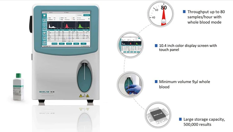 Auto Hematology analyzer 10.4 inch Touch Screen 3 Part Automatic Hematology Analyzer