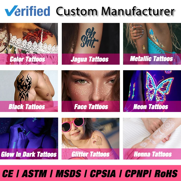 Custom Premium Long Lasting Printing Fashionable Design Water Transfer Body Temporary Tattoo