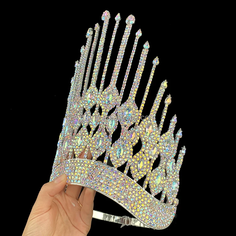10 Tall Wholesale Miss World Beauty Large Pageant Crown Custom Big Tiaras Contour Band Crowns