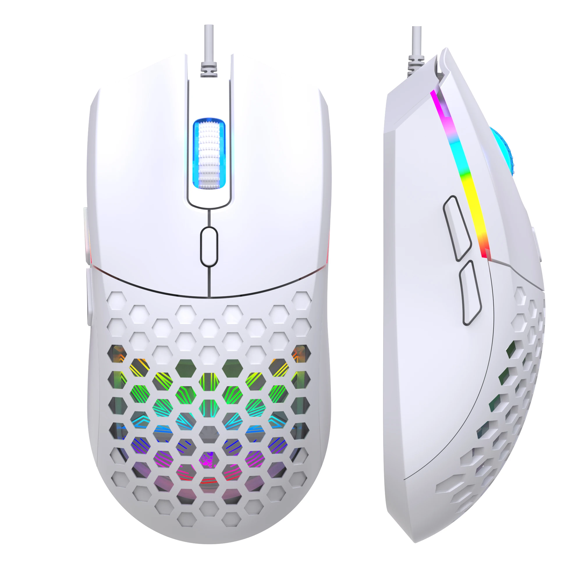 Mouse Óptico para Jogos HXSJ S500 para Destros com Iluminação RGB, 6 Botões Programáveis, Plug and Play USB para Laptop/PC...