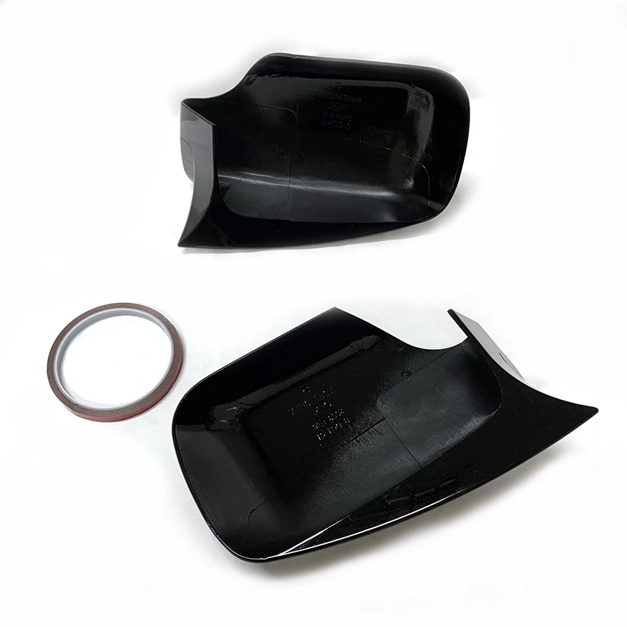 product pair of glossy black side mirror cover caps for bmw 3 series e46   car bright surface body assist mirror accessories-7