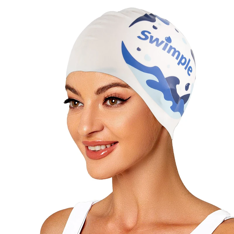 Hot Selling 100 Environmental Silicone Custom Logo Swimming Caps For Women Color Fading