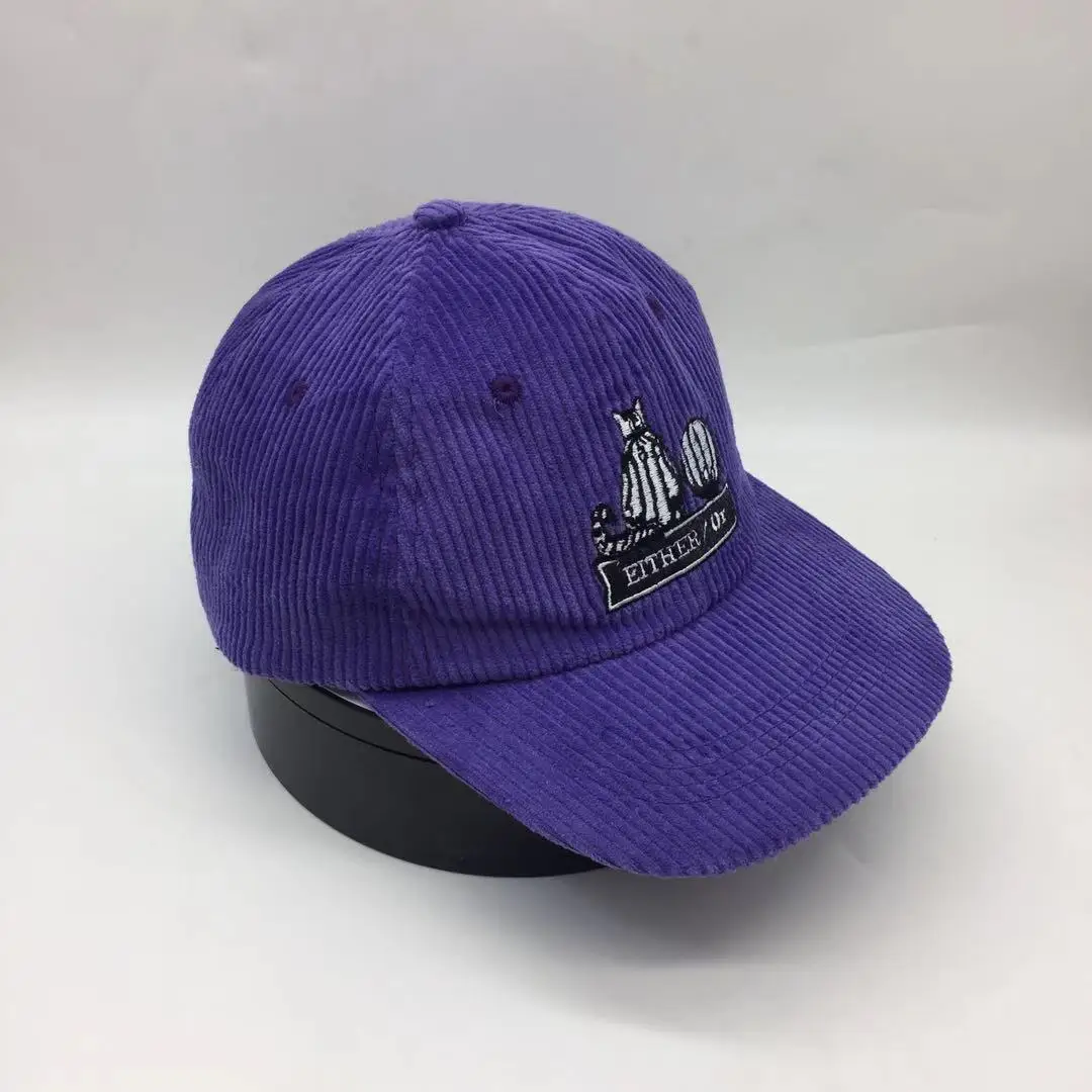 Unstructured 6 Panel Corduroy Hats Snap Back Hat Manufacture With Custom logo