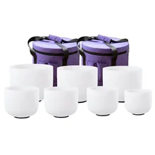 Set of 7 Frosted Quartz Crystal Singing Bowls 432Hz a B C D E F G Notes High-Pitched Tuned Quartz Products