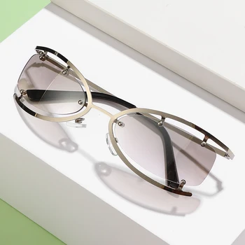 2024 Newest Hot Selling Oval Metal Eyewear Retro Designer Y2K Sunglasses Women Men