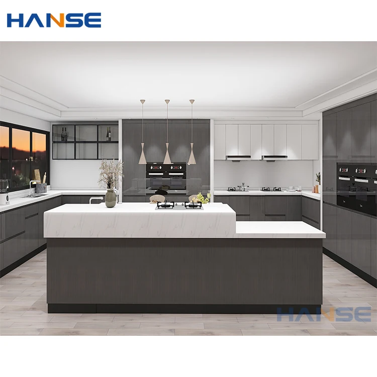 Modern Home Hotel MDF Wood Modular Kitchen Cabinets Design White