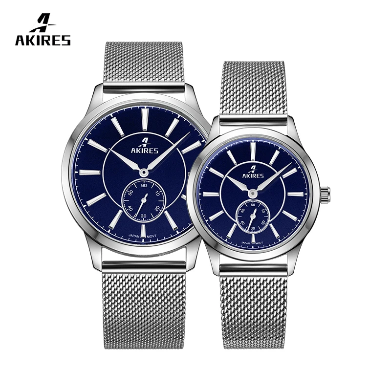 Factory Direct Sale Small Seconds 50M Waterproof Stainless Steel Watch Quartz Luxury Couple Wristwatches for Men Women
