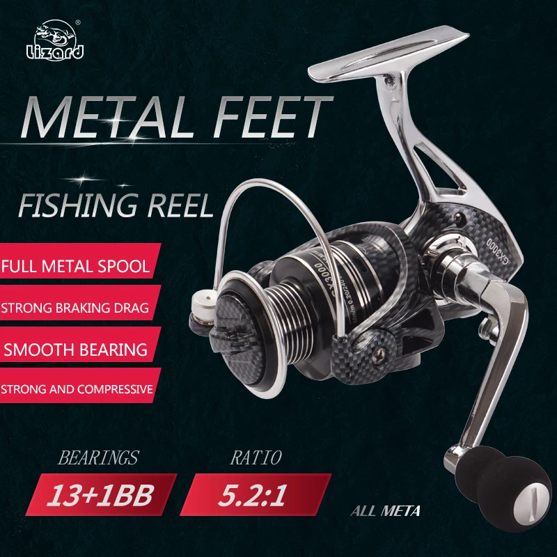Lizard Alloy Feet Spinning Reel - Super Light Weight Full