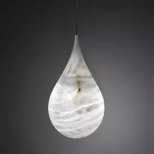 Modern Simple Copper Marble Bedside Lamp Designer Restaurant Spain Water Drop Hotel Ceiling Hanging Stone Room Lighting